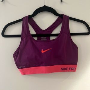 Nike purple and coral racerback sports bra